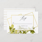 Beer Willow Greenery und Gold Geometric Wedding RSVP Karte (Vorne/Hinten)