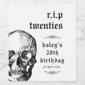 Beerdigung 30. RIP Zwanziger 20. Sonniger Schädel Weinetikett (Einzelnes Label)