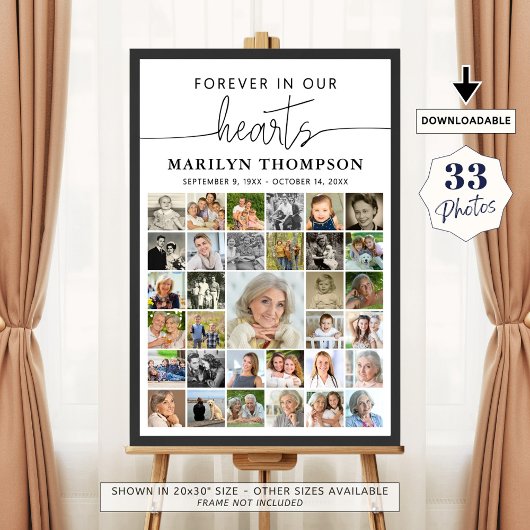 Beerdigung 33 Foto Collage Handgeschriebene Herzen Poster