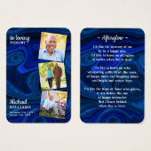 Beerdigung 3 Foto Blaue Marmorkarte Gedenkkarte (Vorne & Hinten)