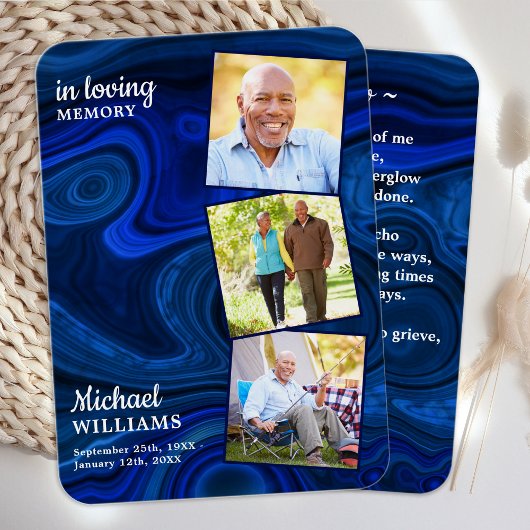 Beerdigung 3 Foto Blaue Marmorkarte Gedenkkarte