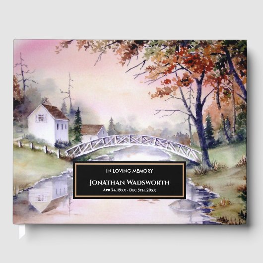 Beerdigung Arched Bridge New England Landschaft Gästebuch (Vorderseite)