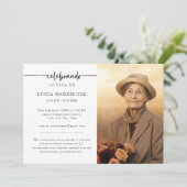 Beerdigung auf Spanisch | Celebrando Memorial Foto Einladung (Stehend Vorderseite)