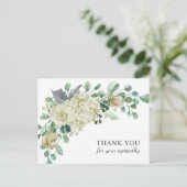 Beerdigung Beileid Danke, Creme Watercolor Floral Postkarte (Stehend Vorderseite)