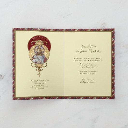 Beerdigung Beileid Danke Jesus Good Shepherd Karte (Innenseite)