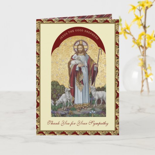 Beerdigung Beileid Danke Jesus Good Shepherd Karte (Gelbe Blume)