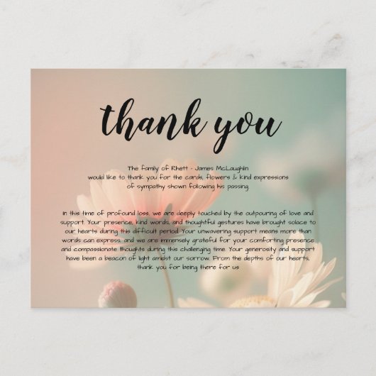 Beerdigung Beileid Danke Karte (Vorderseite)