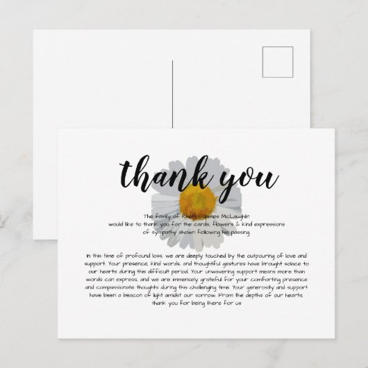 Beerdigung Beileid Danke Karte (Vorne/Hinten)