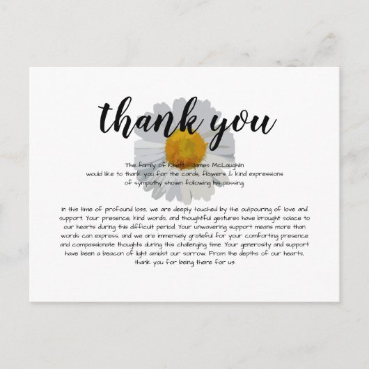 Beerdigung Beileid Danke Karte (Vorderseite)