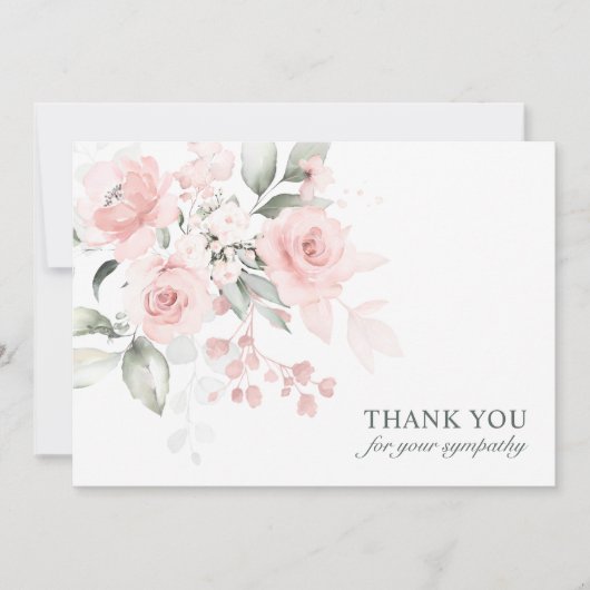 Beerdigung Beileid Danke Pink Watercolor Floral (Vorderseite)