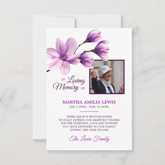 Beerdigung Beileid floral Lavender DANKE | FOTO (Vorderseite)