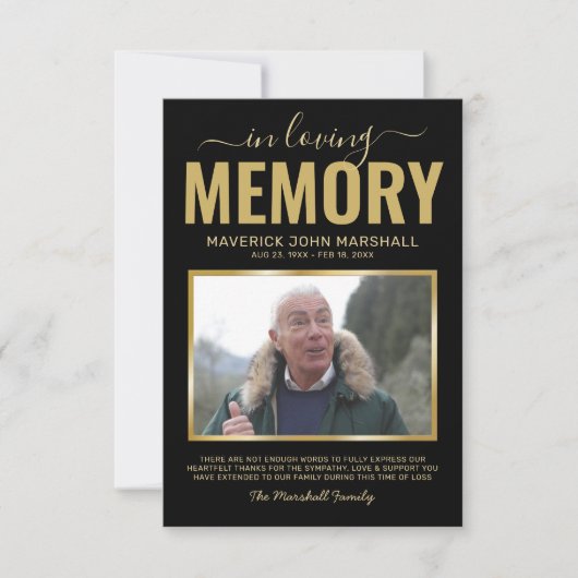 Beerdigung Beileid Foto Dankeskarte (Vorderseite)