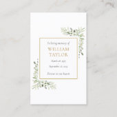 Beerdigung Beileid Gedenkstätte Grüne Gebetskarte Visitenkarte (Vorderseite)