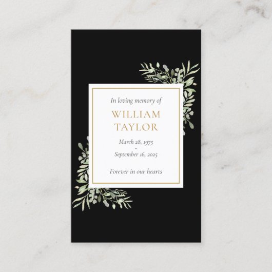 Beerdigung Beileid Gedenkstätte Grüne Gebetskarte Visitenkarte (Vorderseite)