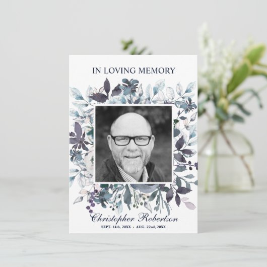 Beerdigung Beileid Gedicht Gebet Danke | Blau (Stehend Vorderseite)