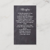 Beerdigung Beileid Memorial Gebet-Karte Foto Versp Telefonnummerkarte (Rückseite)