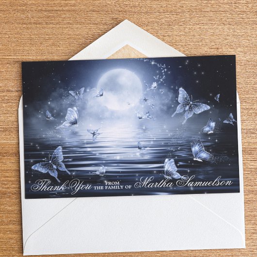 Beerdigung Beileid Mitternacht Blue Butterfly FOTO Dankeskarte