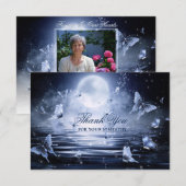 Beerdigung Beileid Mitternacht Blue Butterfly FOTO Dankeskarte (Vorne/Hinten)