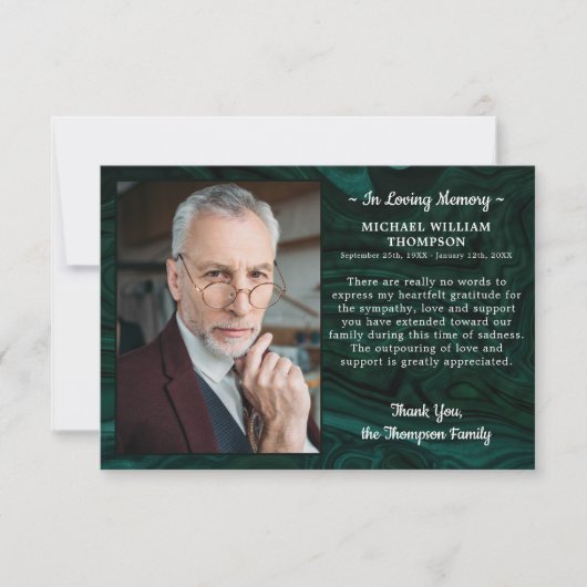 Beerdigung Beileid Personalisiertes Foto Gedenkstä Dankeskarte (Vorderseite)