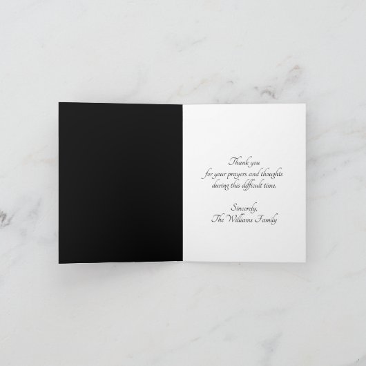 Beerdigung Beileid Vielen Dank Black and Gold Scri Dankeskarte (Innenseite)