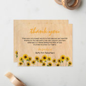 Beerdigung Beileid Vielen Dank einfache Sonnenblum Mitteilungskarte (Vorderseite/Rückseite Beispiel)