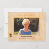 Beerdigung Beileid Vielen Dank einfache Sonnenblum Mitteilungskarte (Rückseite)