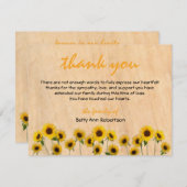 Beerdigung Beileid Vielen Dank einfache Sonnenblum Mitteilungskarte (Vorne/Hinten)