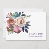 Beerdigung Beileid Vielen Dank Rose Aquarell Flora Dankeskarte (Vorderseite)