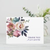 Beerdigung Beileid Vielen Dank Rose Aquarell Flora Dankeskarte (Stehend Vorderseite)