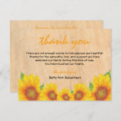 Beerdigung Beileid Vielen Dank Sunflower Rustic Th Mitteilungskarte (Vorne/Hinten)