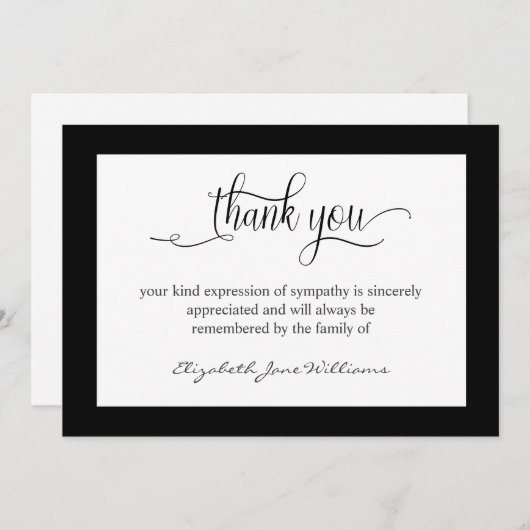 Beerdigung Bereavement Black Boarder Danke Karte (Vorne/Hinten)