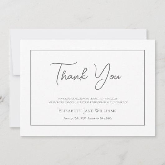 Beerdigung Bereavement Einfache Skripte Dankeskarte (Vorderseite)