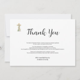 Beerdigung Bereavement Simple Floral Cross Vielen Dankeskarte