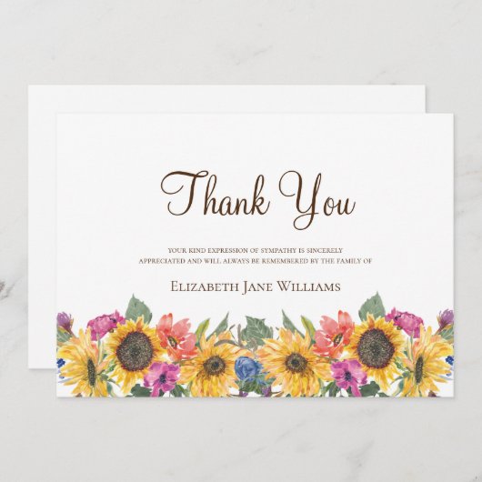 Beerdigung Bereavement Sonnenblume Danke (Vorne/Hinten)