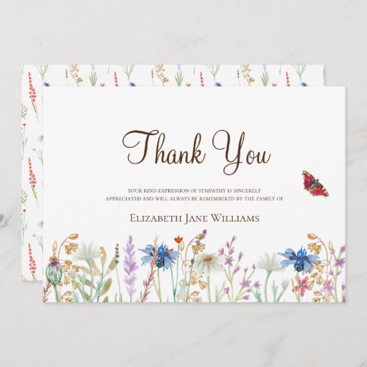 Beerdigung Bereavement Wildblume Danke (Vorne/Hinten)
