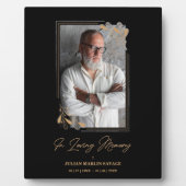 Beerdigung Black Fake Golden Branches Foto Erinner Fotoplatte (Vorderseite)