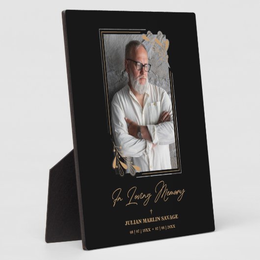 Beerdigung Black Fake Golden Branches Foto Erinner Fotoplatte (Seite)