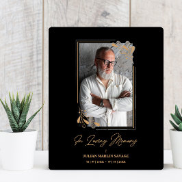 Beerdigung Black Fake Golden Branches Foto Erinner Fotoplatte