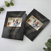 Beerdigung Black & Gold Calligrafy |Memorial-Progr Programm