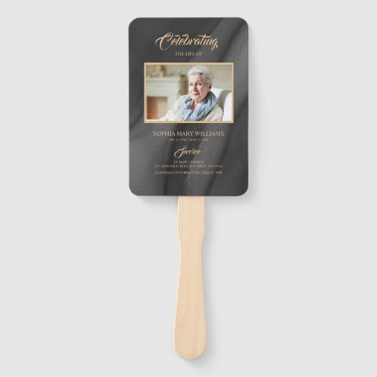 Beerdigung Black & Gold Kalligrafie Set der Fans Fächer (Vorderseite)