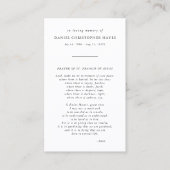 Beerdigung Black & White St. Francis Gebetskarte Visitenkarte (Vorderseite)