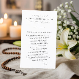 Beerdigung Black & White St. Francis Gebetskarte Visitenkarte