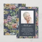 Beerdigung Blue Floral Foto Danke Karte (Vorne/Hinten)