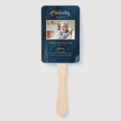 Beerdigung Blue & Gold Calligraphy Set of Fans Fächer (Vorderseite)