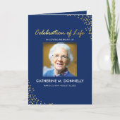 Beerdigung| Blue Gold Order of Service Programm (Vorderseite)