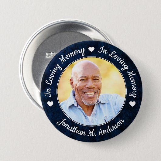 Beerdigung Blue Marble Love Memory Foto Memorial Button (Vorne & Hinten)