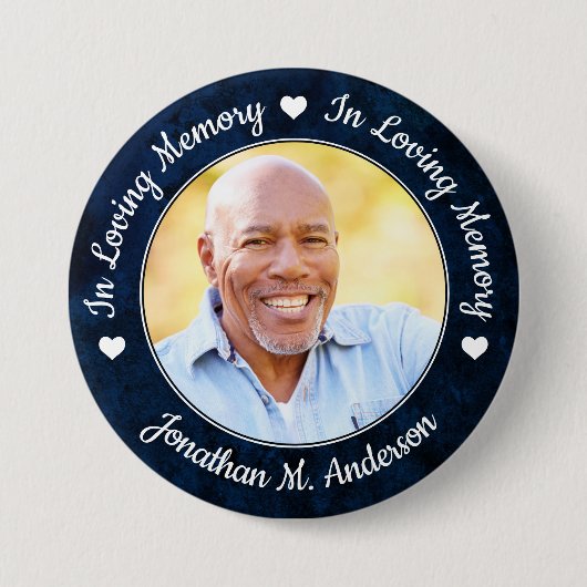 Beerdigung Blue Marble Love Memory Foto Memorial Button (Vorderseite)