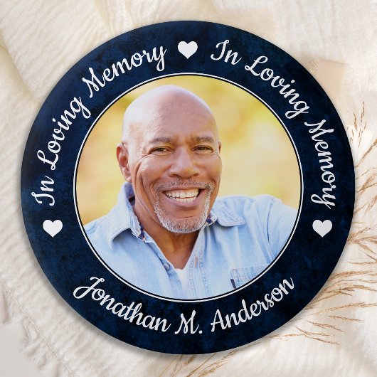 Beerdigung Blue Marble Love Memory Foto Memorial Button