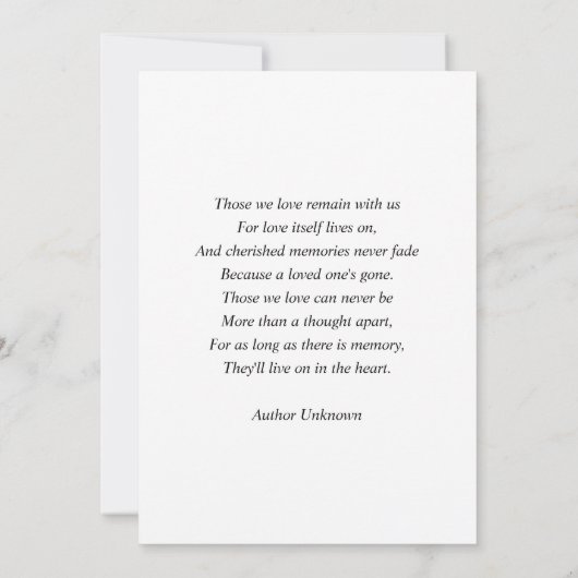 Beerdigung | Blüte | In Love Memory Foto (Rückseite)