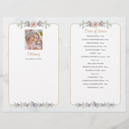 Beerdigung Botanisches Blumenherz 4 Fotos Programm (Rückseite)